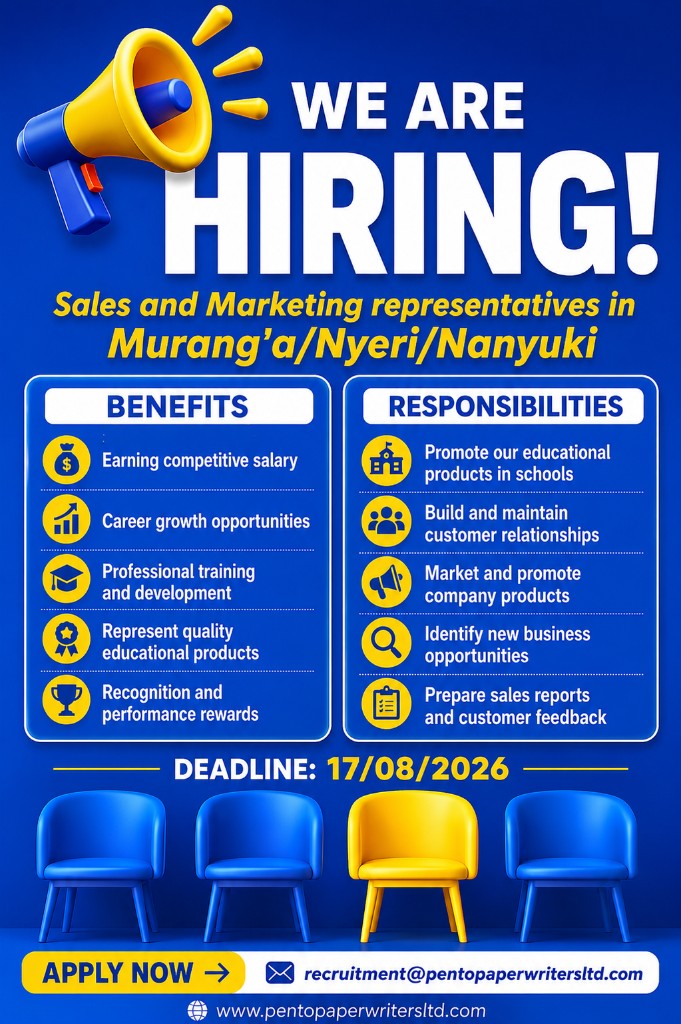 Sales and Marketing Representative in Murang'a / Nyeri / Nanyuki
